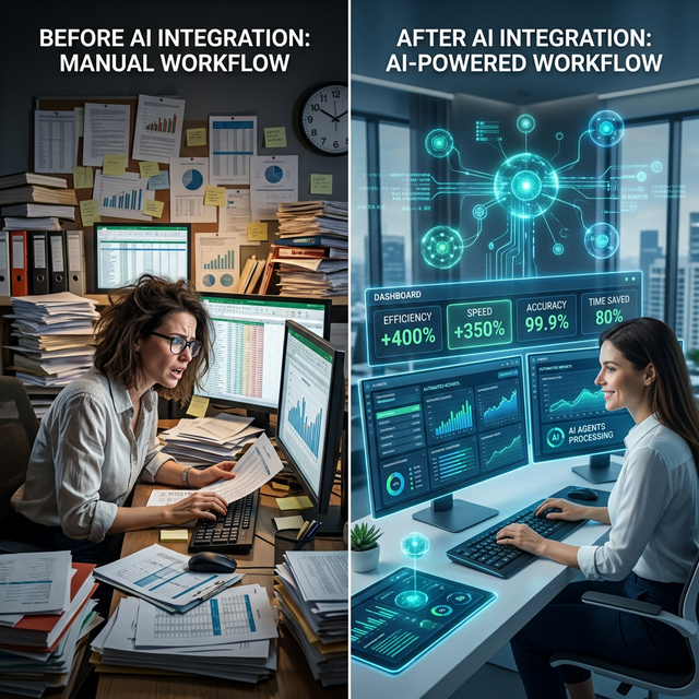 AI integration results showing 200% operational throughput increase